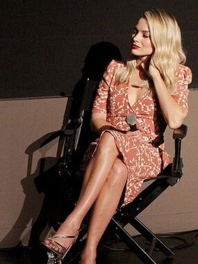 Rouje Margot Robbie Sakura print apricot salmon midi wrap dress size 36 (4)
